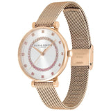 Olivia Burton Belgrave White and Carnation Gold Mesh Women Watch 24000006