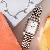 Olivia Burton Townhouse Rectangle White & Silver Bracelet Women Watch 24000012