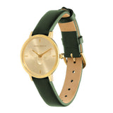 Olivia Burton Signature Bee Ultra Slim Gold & Green Leather Strap Women Watch 24000017