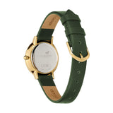 Olivia Burton Signature Bee Ultra Slim Gold & Green Leather Strap Women Watch 24000017
