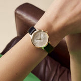 Olivia Burton Signature Ultra Slim Bee Black Leather Strap Women Watch 24000019