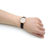 Olivia Burton Signature Ultra Slim Bee Black Leather Strap Women Watch 24000019