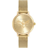 Olivia Burton Ultra Slim Bees Gold Dial Milanese Strap Women Watch 24000022