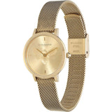 Olivia Burton Ultra Slim Bees Gold Dial Milanese Strap Women Watch 24000022