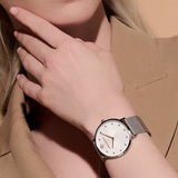 Olivia Burton Celestial Ultra Slim Metallic White & Silver Mesh Women Watch 24000023