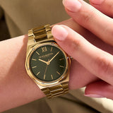 Olivia Burton Green Dial Gold Stainless Steel Strap Women Watch 24000029