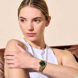 Olivia Burton Green Dial Gold Stainless Steel Strap Women Watch 24000029