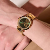 Olivia Burton Green Dial Gold Stainless Steel Strap Women Watch 24000043