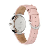 Olivia Burton Signature Floral T-Bar Silver & Rose Leather Strap Women Watch 24000046