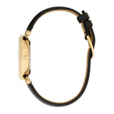 Olivia Burton Signature Floral T-Bar Gold & Black Leather Strap Women Watch 24000064