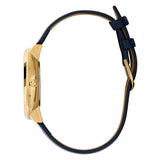 Olivia Burton Nova Ultra Slim Gold & Sapphire Blue Leather Strap Women Watch 24000081