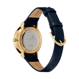 Olivia Burton Nova Ultra Slim Gold & Sapphire Blue Leather Strap Women Watch 24000081