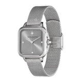 Olivia Burton Classic Grosvenor Light Grey Silver Milanese Strap Women Watch 24000086