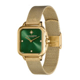 Olivia Burton Grosvenor Green & Gold Milanese Strap Women Watch 24000087