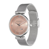 Olivia Burton Pink Dial Silver Milanese Strap Women Watch 24000095