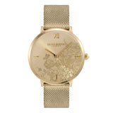 Olivia Burton Floral Blooms Gold Dial Milanese Strap Women Watch 24000114