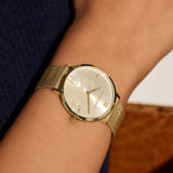 Olivia Burton Floral Blooms Gold Dial Milanese Strap Women Watch 24000114