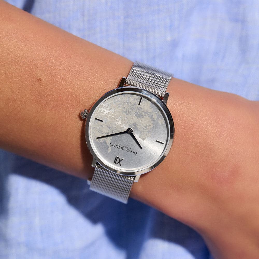 Olivia burton silver handicapped watch