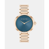 Calvin Klein Blue Dial Rose Gold Stainless Steel Strap Women Watch 25000048