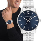 Calvin Klein Blue Dial Silver Stainless Steel Strap Men Watch 25000051