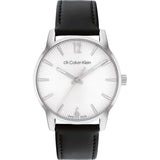 Calvin Klein White Dial Black Leather Strap Men Watch 25000054