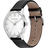 Calvin Klein White Dial Black Leather Strap Men Watch 25000054