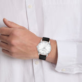 Calvin Klein White Dial Black Leather Strap Men Watch 25000054