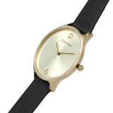 Calvin Klein Gold Dial Black Leather Strap Women Watch 25200008