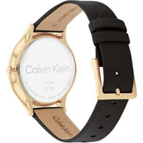 Calvin Klein Gold Dial Black Leather Strap Women Watch 25200008