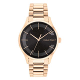 Calvin Klein Black Dial Rose Gold Stainless Steel Strap Unisex Watch 25200037