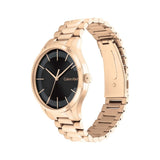 Calvin Klein Black Dial Rose Gold Stainless Steel Strap Unisex Watch 25200037