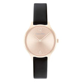 Calvin Klein Rose Gold Dial Black Leather Strap Women Watch 25200060
