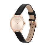 Calvin Klein Rose Gold Dial Black Leather Strap Women Watch 25200060