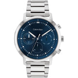 Calvin Klein Blue Dial Chronograph Silver Stainless Steel Strap Men Watch 25200063