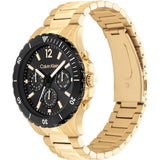 Calvin Klein Chronograph Black Dial Gold Stainless Steel Strap Men Watch 25200116