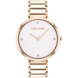 Calvin Klein Minimalistic White Dial Rose Gold Stainless Steel Strap Women Watch 25200135