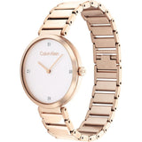 Calvin Klein Minimalistic White Dial Rose Gold Stainless Steel Strap Women Watch 25200135