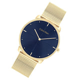 Calvin Klein Blue Dial Gold Milanese Strap Unisex Watch 25200153