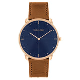Calvin Klein Blue Dial Brown Leather Strap Men Watch 25200154
