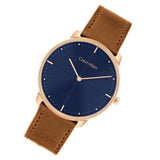 Calvin Klein Blue Dial Brown Leather Strap Men Watch 25200154