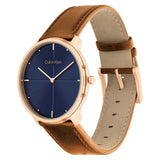 Calvin Klein Blue Dial Brown Leather Strap Men Watch 25200154