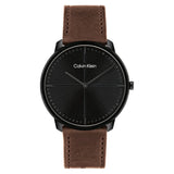 Calvin Klein Black Dial Brown Leather Strap Men Watch 25200155