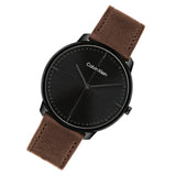 Calvin Klein Black Dial Brown Leather Strap Men Watch 25200155
