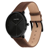 Calvin Klein Black Dial Brown Leather Strap Men Watch 25200155