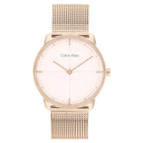 Calvin Klein White Dial Rose Gold Stainless Steel Strap Women Watch 25200158