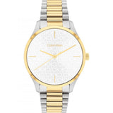 Calvin Klein White Dial Two-Tone Stainless Steel Strap Unisex Watch 25200167