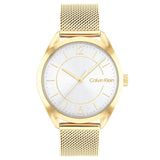 Calvin Klein White Dial Gold Milanese Strap Women Watch 25200195