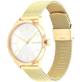Calvin Klein White Dial Gold Milanese Strap Women Watch 25200195