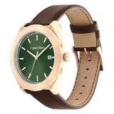 Calvin Klein Green Dial Brown Leather Strap Men Watch 25200202