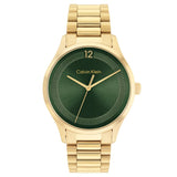 Calvin Klein Green Dial Gold Stainless Steel Strap Unisex Watch 25200229
